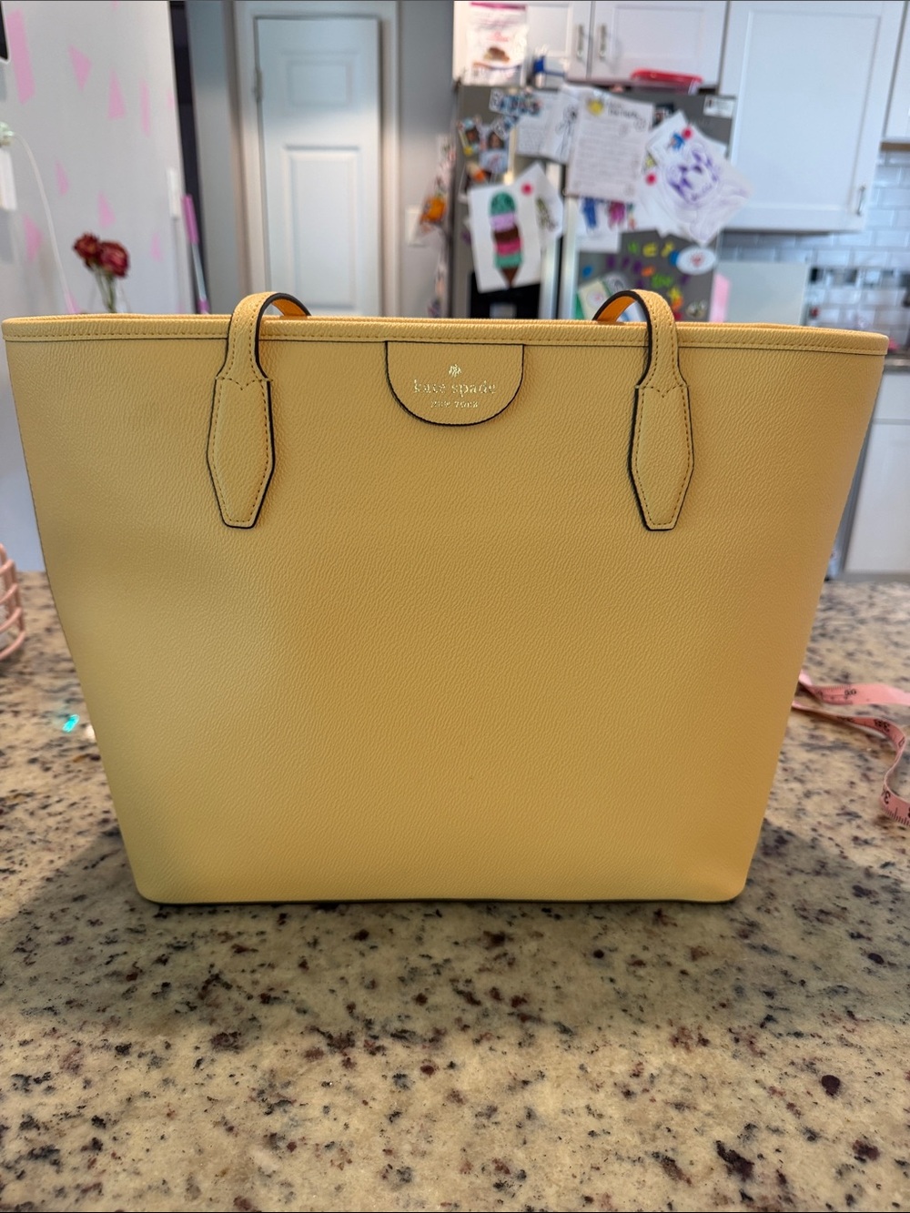 kate spade lemon yellow leather tote